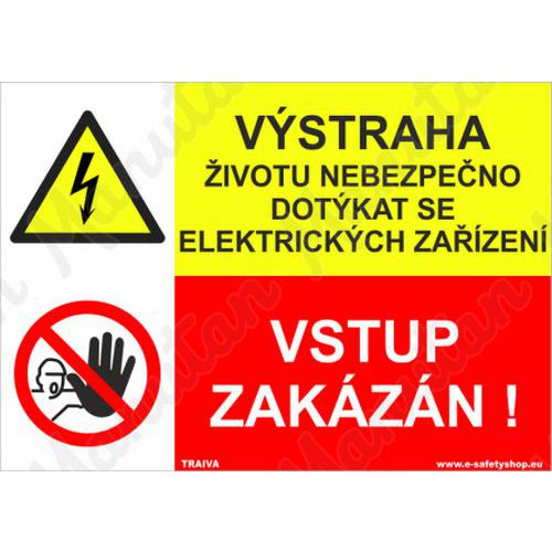 Výstraha životu nebezpečno dotýkat se elektrických zařízení, plast 297 x 210 x 2 mm A4
