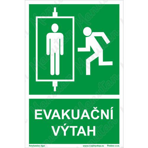 Tabulky bezpečí, fotoluminiscenční - Evakuační výtah