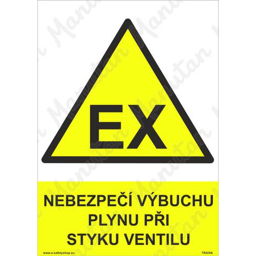 Výstražné tabulky - Nebezpečí výbuchu plynu při styku ventilu Výstražné tabulky - Nebezpečí výbuchu plynu při styku ventilu