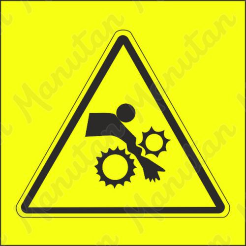 Výstražná tabulka - Výstraha nebezpečí vtáhnutí ruky do stroje