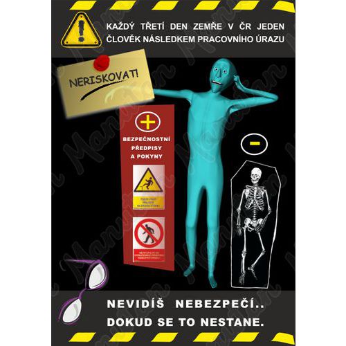 Informační tabulka - Plakát BOZP smrt následkem pracovního úrazu