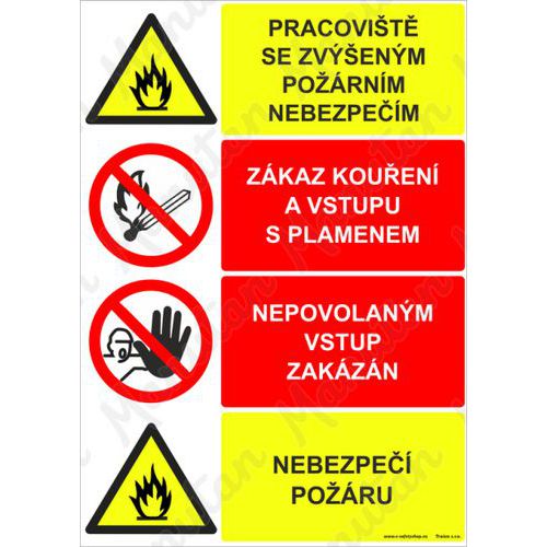Výstražná tabulka - Pracoviště se zvýšeným požárním nebezpečím