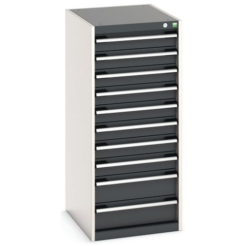 Dílenské zásuvkové skříně Bott Cubio, 120 x 52,5 x 52,5-65 cm, 10 zásuvek
