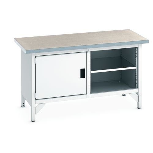 Dílenský stůl Bott Cubio Storage, 84 x 150 x 75 cm, 1 skříňka, otevřená část s policí, linoleum/multiplex