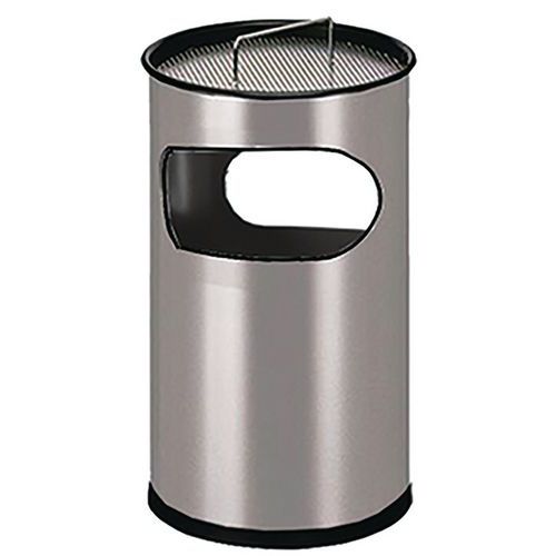Kovový venkovní odpadkový koš Manutan Stream s popelníkem, objem 30 l