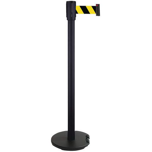 Zahrazovací sloupky s pásem Manutan Expert Black, základna s kolečky, 2 m