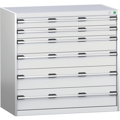 Dílenské zásuvkové skříně Bott Cubio 200, 100 x 105 x 65-75 cm, 6 zásuvek