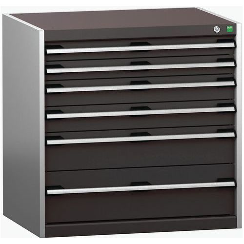 Dílenské zásuvkové skříně Bott Cubio 200, 80 x 80 x 65-75 cm, 6 zásuvek