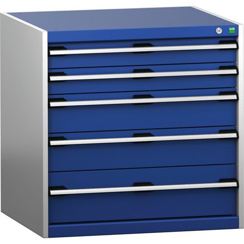 Dílenské zásuvkové skříně Bott Cubio 200, 80 x 80 x 65-75 cm, 5 zásuvek