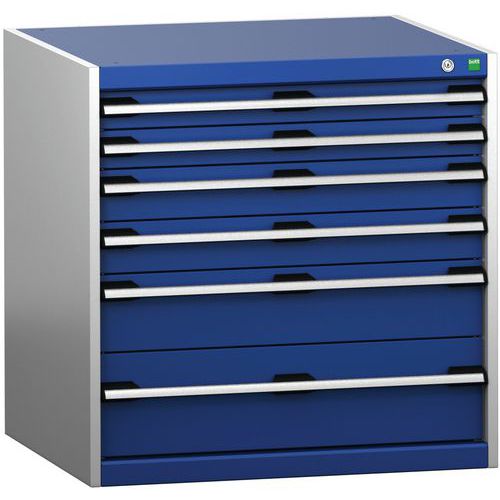 Dílenské zásuvkové skříně Bott Cubio 200, 80 x 80 x 65-75 cm, 6 zásuvek