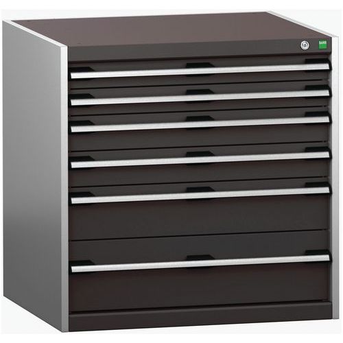 Dílenské zásuvkové skříně Bott Cubio 200, 80 x 80 x 65-75 cm, 6 zásuvek