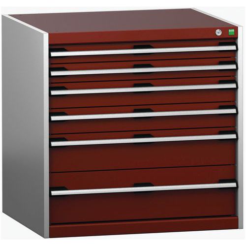 Dílenské zásuvkové skříně Bott Cubio 200, 80 x 80 x 65-75 cm, 6 zásuvek