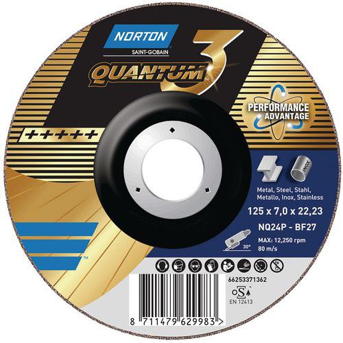 Brusné kotouče Norton na kov Quantum 3, průměr 125 a 230 mm Brusné kotouče Norton na kov Quantum 3, průměr 125 a 230 mm