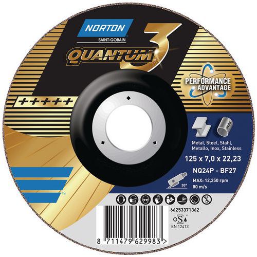 Brusné kotouče Norton na kov Quantum 3, průměr 125 a 230 mm Brusné kotouče Norton na kov Quantum 3, průměr 125 a 230 mm