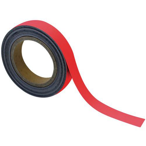 Magnetické pásky na regály Manutan Expert, 10 m, červené