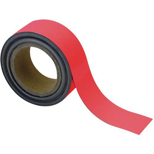 Magnetické pásky na regály Manutan Expert, 10 m, červené
