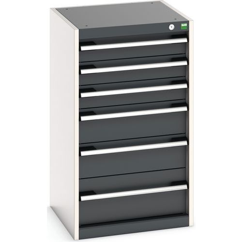 Dílenské zásuvkové skříně Bott Cubio, 90 x 52,5 x 52,5-65 cm, 6 zásuvek