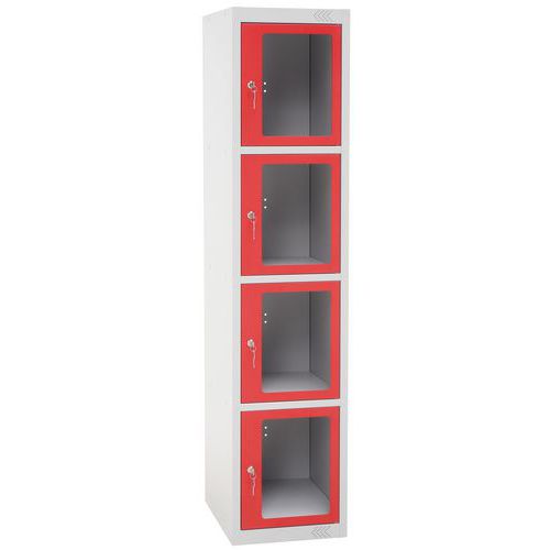 Kovová šatní skříň Manutan Expert Jenny, 4 boxy s průhledem Kovová šatní skříň Manutan Expert Jenny, 4 boxy s průhledem