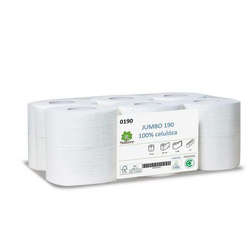 Toaletní papír Mini Jumbo role 19cm 2vrstvy bílý, 12ks