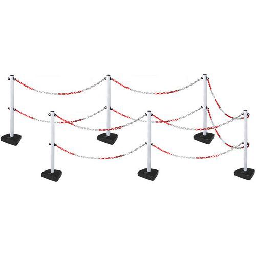 Plastové zahrazovací sloupky Manutan Expert s řetězem, 90 cm, 6 ks