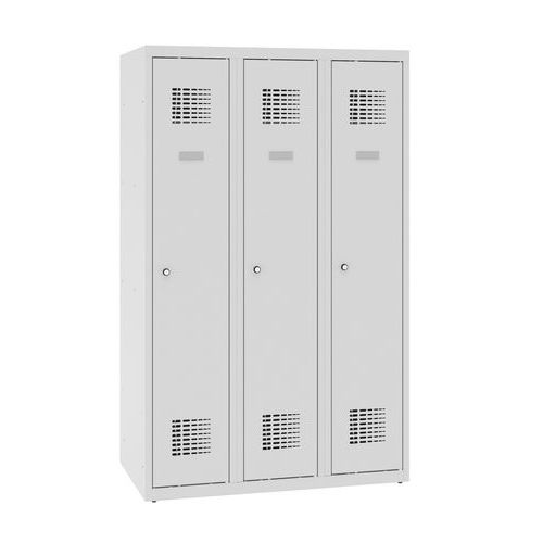 Snížené školní šatní skříně, 3 sloupce, 300 mm, cylindrický zámek