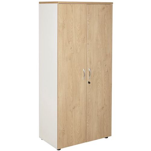 Dřevěná spisová skříň Simmob Quatuor, 180 x 80 x 47 cm, 4 police, bílá/dub