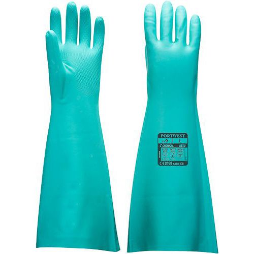 Prodloužená nitrilová rukavice, zelená