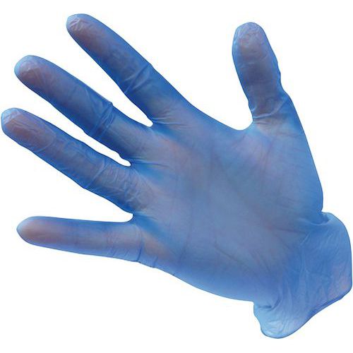 Jednorázové vinylové rukavice nepudrované, modrá