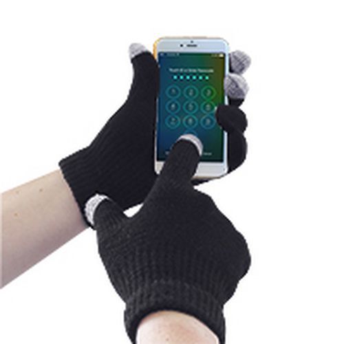 Pletené rukavice Touchscreen, černá