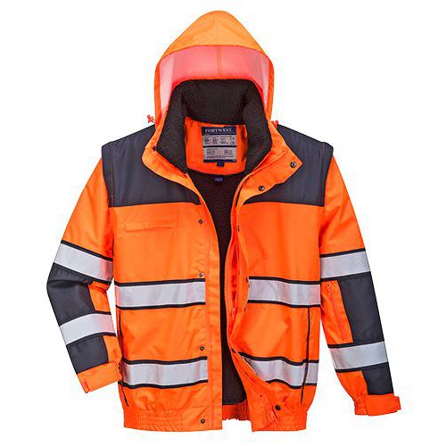 Reflexní nepromokavá bunda Bomber Classic Hi-Vis, oranžová/modrá