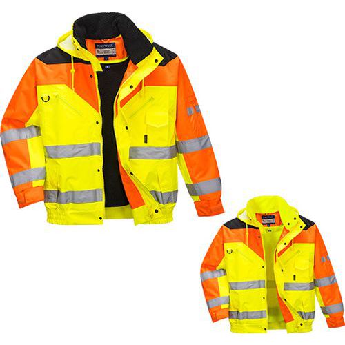 Reflexní nepromokavá bunda bomber Contrast Plus, žlutá/oranžová