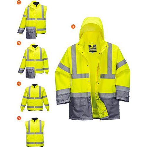 Reflexní nepromokavá bunda Executive Hi-Vis 5v1, žlutá/šedá