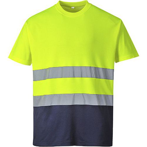Reflexní tričko s krátkým rukávem Cotton Hi-Vis, žluté/modré