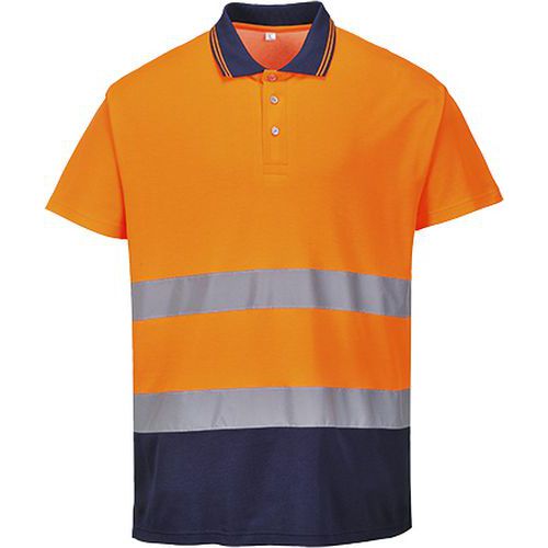 Reflexní polokošile s krátkým rukávem Polo Comfort Hi-Vis, oranžová/modrá
