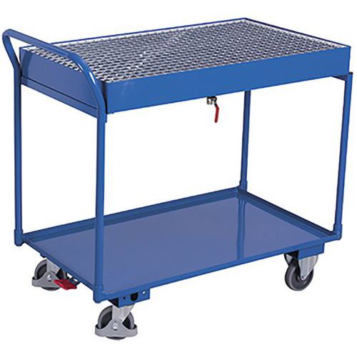 Policové vozíky se záchytnou vanou s roštem, do 250 kg, 60 l, 112,5 x 61 x 102 cm