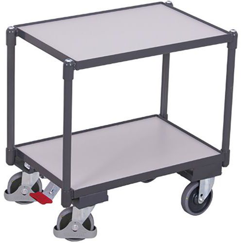Policový vozík Euro systém dolly ESD, 2 police, 10mm hrana, 67,5 x 41,5 x 66,5 cm, šedý Policový vozík Euro systém dolly ESD, 2 police, 10mm hrana, 67,5 x 41,5 x 66,5 cm, šedý