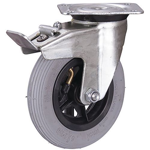 Nafukovací pojezdová kola s přírubou, průměr 150 - 230 mm, válečkové ložisko, otočná s brzdou