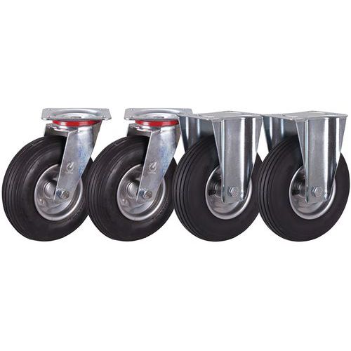 Sada 2 pevných a 2 otočných kol, nafukovací, průměr 150 - 230 mm