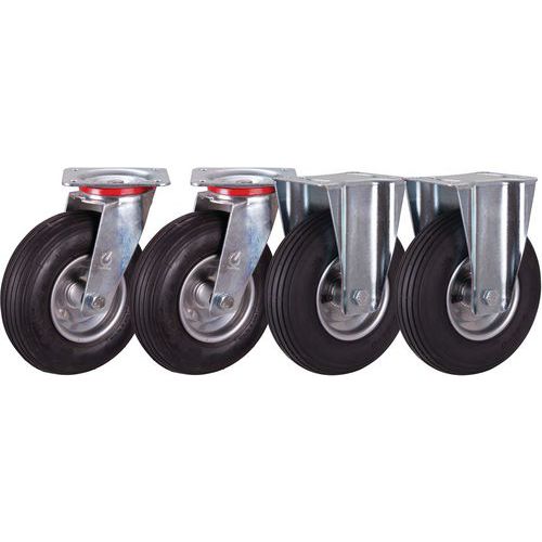 Sada 2 pevných a 2 otočných kol, nafukovací, průměr 150 - 230 mm