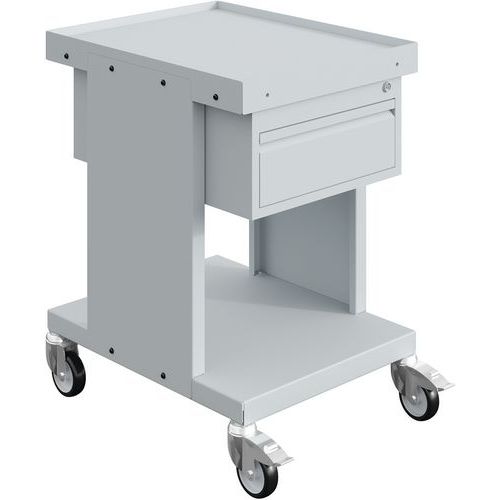 Dílenský vozík na materiál Sofame, 2 patra, 1 zásuvka, 150 kg