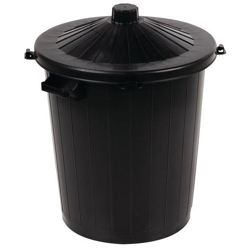 Plastová popelnice Manutan Expert Black, objem 80 l