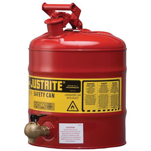 Bezpečnostní nádoby na hořlaviny Justrite s vypouštěcím ventilem
