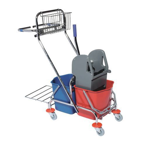 Úklidový vozík s pákovým ždímačem, objem 2 x 15 l