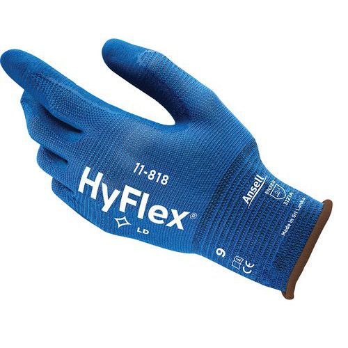 Nylonové rukavice Ansell HyFlex® 11-818 polomáčené v nitrilu, 1 pár