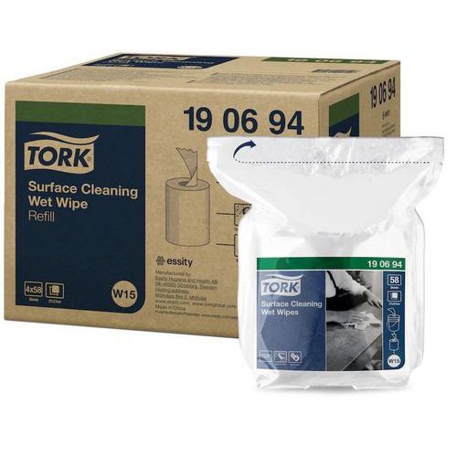 Náhradní balení vlhčených utěrek Tork Premium na čištění povrchů, 58ks