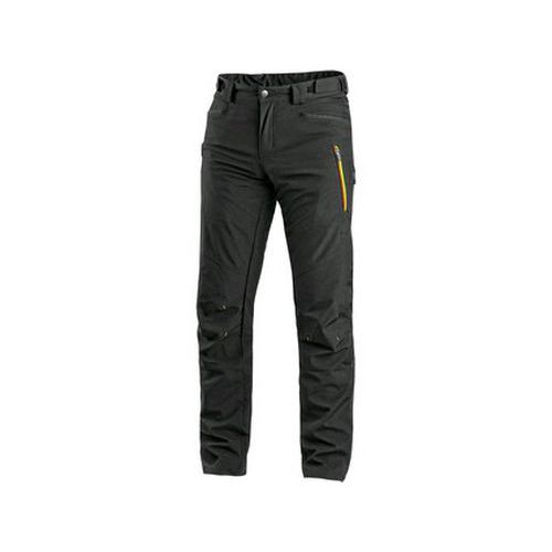 Kalhoty CXS AKRON, softshell, černé s HV žluto/oranžovými doplňky