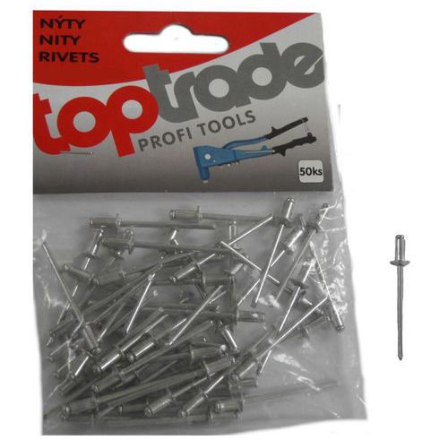 TOPTRADE nýty hliníkové, balení 50 ks, 3,2 mm