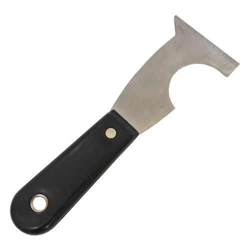 TOPTRADE špachtle chromovaná nůž tvarovaný, s plastovou, nýtovanou rukojetí, profi