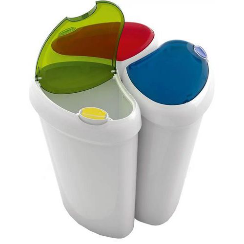 Plastové odpadkové koše Lotus na tříděný odpad, objem 3 x 30 L Plastové odpadkové koše Lotus na tříděný odpad, objem 3 x 30 L