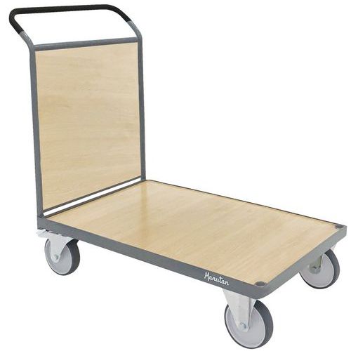 Plošinové vozíky s madlem s dřevěnou výplní Manutan Expert, do 500 kg, TPR kola